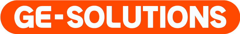 Logo de GE Solutions sur fond orange